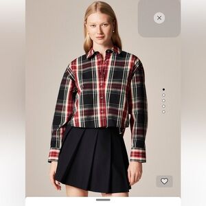 J.Crew Étienne Cropped Shirt in Stewart Tartan Cotton Poplin – Size Large